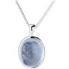 NicoWerk SKE702 Collana da donna in argento sterling 925 con gemma - Collana in filigrana argentata con ciondolo acquamarina blu marino semplice - Collana da donna