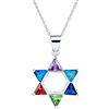 Bling Jewelry Moderna Collana Pendente Stella di David di Hanukkah in Argento Sterling .925 con CZ Multicolore per Donne e Adolescenti