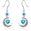 Qings Orecchini Luna con Pendenti Dicembre Tanzanite Argento 925 Orecchini Stella e Luna crescente Celtica con Pietra di Nascita di Cuore per Donne