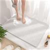 HITSLAM Tappetino Doccia Antiscivolo, 80x60cm Tappetino Vasca Antiscivolo da Bagno con scarico, Morbido PVC Luffa Tappetino Bagno, Asciugatura rapida, Bianco