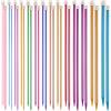Aeelike Aelike - Set di ferri da maglia colorati, lunghi 35 cm, 28 pezzi/14 paia di aghi a punta singola in alluminio da 2 mm-10 mm, ferri lunghi per coperte, spilli dritti in metallo per bambini principianti