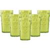Bastilipo Prisma - Confezione da 6 pezzi di bicchiere 750 ml. MOD. FIORE DI LIS COLORE VERDE LIMONE. Tazza riutilizzabile in policarbonato di grandi dimensioni