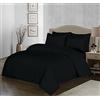 Filo Magico Set copripiumino in 100% cotone egiziano, 200 fili, tinta unita, con federe gratuite, non si stira, facile da pulire, per letto singolo, matrimoniale, king e super king (nero, king size)