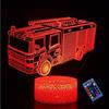 YTDZLTD 3D Camion dei Pompieri Luce Notturna 16 Colori Mutevoli Telecomando USB Potere Toccare Cambiare Illusione Ottica Lampada Arredamento Lampada LED Lampada da Tavolo Bambini Brithday Natale Regalo