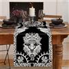 LRartdeco Runner da Tavola Nera Runner da Tavolo Decorativo Tovaglia Deco Medievale Tovagliato Rune Odino Tovaglia da Tavolo Tovagliette Pasqua per Interni Ed Esterni Vacanze 40x140cm