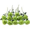 Sousi 12 PCS fiori artificiali di seta di rose nere, singolo stelo lungo finto bouquet di rose da sposa, fiore realistico per la casa, la festa di compleanno, la decorazione della torta da giardino (verde)
