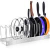 JORETLE Porta Coperchi Pentole, Rimovibile Portacoperchi,Organizer Cucina Pentole con 10 Scomparti Regolabili,Porta Coperchi Pentole Salvaspazio,Applicabile Organizzazione Cucina