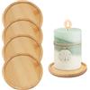 KineticKraft 4 Pezzi Sottobicchieri in Legno, Portacandele Vassoio Decorativo Rotondo Porta 8.5 cm, Sottobicchieri Bamboo Resistenti, Sottobicchiere per Candele Rotondo, Vassoio Decorativo Rotondo in Legno