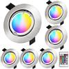 KYOTECH Faretti LED da Incasso per Cartongesso RGB Orientabile 5W Bianco Caldo 3000K 400LM Dimmerabile con Telecomando Plafoniere LED Soffitto Faretto Incasso Ultrasottili Luci da Incasso Set da 6