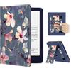 FINTIE Custodia per 7 Kindle Paperwhite (12ª Gen) / Colorsoft - 2024/2025 | Protettiva Supporto Cover con Slot per Schede & Hand Strap per Kindle Paperwhite e Kindle Colorsoft Signature, Hibiscus