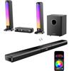 ULTIMEA 5.1ch Soundbar con Dolby Atmos, Impianto Surround Soundbar TV con Subwoofer, Staccabile Sound Bar PC con Luce RGB, App Controllo, Potenza di Picco 320W, HDMI eARC/OPT/AUX/BT, Apollo S80