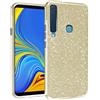 N NEWTOP 3in1 Cover Compatibile con Samsung Galaxy A9 2018, Custodia Case con GLITTER Brillantini Paper Interno Bling TPU + PC Flessibile Morbida Case Posteriore Lucida Glitterata (Oro)