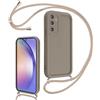 Coalbooliy Cover per Samsung Galaxy A54 5G 6,4 con Cordino per Cellulare, Custodia Silicone con Regolabile Collana Sottile Morbida Case Protezione della fotocamera Antiurto con Necklace, Cachi