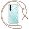 Pnakqil Cover per Samsung Galaxy A16 5G con Cordino, Trasparente Custodia con Laccio Tracolla Cellulare Girocollo Collana Protettiva per Samsung A16 5G 6.7 Pollic, Khaki