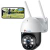 Ctronics 5MP Telecamera Wi-Fi Esterno, 2,4Ghz/5Ghz WiFi PTZ Videocamera Sorveglianza Esterno con 2880X1620P Visione Notturna a Colori, Rilevamento Umano e Inseguimento Automatico, TF/Cloud (1 PCS)