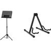 Gewa pure FX F900720 Leggio da Orchestra Lamiera Forata & TIGER GST7-BK Supporto universale pieghevole per chitarra A-Frame per chitarra elettrica, acustica, classica e basso