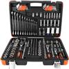REALTEK Set Chiavi a Bussola, Chiavi a Cricchetto 1/4''+3/8+1/2'' 178 Pezzi, 72 denti, Cr-V, Adatto per Lavori su Biciclette e Automobili le riparazioni