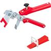 Aurobest Sistema Livellamento con Pinza, 2mm 400 Pezzi Distanziatori Piastrelle, 200 Cunei Riutilizzabili, Livellatori per DIY a Professionale, Utensili per Parete a Pavimento