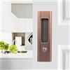 Hoconnie Serratura per Porta Scorrevole Serratura per Porta a Scomparsa con Chiave Maniglia da Incasso Invisibile 160mm Bronzo Rosso
