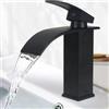 Minnhua Rubinetto Bagno Lavabo Miscelatore Lavabo Bagno Rubinetto per Lavabo a Cascata Rubinetto Lavabo Cascata con Altezza del Beccuccio di 110 MM Miscelatore Monocomando con Finitura Cromata Nero