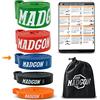 MADGON Super Active Sports, fasce di resistenza, fasce di resistenza perfette per fitness e allenamento, per esercizi di resistenza e potenza, per allenare tutto il corpo, tirale e allena il tuo corpo, SASEIL, Blau (16-38 KG), 208 cm