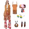 Joellfuner Costume Hippie Donna anni 70, Vestiti Carnevale Donna, Accessori Hippie Donna, Abito anni '60 per donna anni '70, abbigliamento da donna per feste boho hippie (Rosa, L)