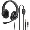 Hama Cuffie per PC Over Ear con microfono (cuffie con regolazione del volume e braccio microfono regolabile, per videoconferenze, home office, call center, eLearning, 2 connettori jack da 3,5 mm) nero