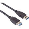 PremiumCord Cavo di Prolunga USB 3.0 3m, Cavo Dati Superspeed Fino a 5 Gbit/s, Cavo di Ricarica, Presa USB 3.0 Tipo a sulla Spina, a 9 Poli, Schermato 3X, Colore Nero, Lunghezza 3m