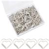 Amexo Set di 100 graffette a forma di cuore oro, con scatola trasparente, 2,8 cm, ideali per organizzare e fissare documenti, a forma di cuore, clip di carta (argento)