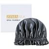 ZIMASILK Cuffia da donna in 100% seta di gelso, per la cura dei capelli, a doppio strato, per dormire, con elastico sulla testa (1 pezzo, grigio scuro + avorio)