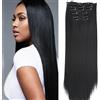 XFSRG Extension Capelli Clip Lunga Clip in Hair Extension Straight Extension Clip Capelli Naturale Lisci Parrucchino Sintetico per Donna (Nero Profondo)