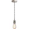 LEDSone Lampada a sospensione vintage in metallo ottone verde, cavo flessibile intrecciato verde militare da 1 m, kit di montaggio per lampada a sospensione con portalampada E27 (Nichel satinato)