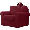 BXFUL Copridivano con Schienali Separati E Cuscini Seduta, Copridivano Antiscivolo con Fascia Elastica, Proteggi Mobili Jacquard Elasticizzato (1 Seater(80-120cm),Vino rosso)