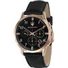 Maserati Orologio da uomo, Collezione Ricordo, movimento al quarzo, cronografo, in acciaio, PVD oro rosa e cuoio - R8871625004