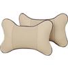CGEAMDY 2 Pezzi Cuscino Poggiatesta Auto, Cuscino Poggiatesta per Poggiatesta Sedile Auto Realizzato in Cotone Di Lana E Pelle, Cuscino Auto per Alleviare L'affaticamento Del Collo(Beige)