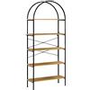 HOMCOM Scaffale portaoggetti a 5 livelli, libreria, mobile alto arrotondato, in stile industriale, 80 x 28 x 179 cm, naturale, nero