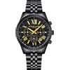 Anthony James Crono - Orologio da polso sportivo da uomo, cronografo assemblato a mano, resistente all'acqua e ai graffi, orologio analogico con minuti, ore e secondi, subquadranti, Nero , Bracciale