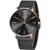 LIGE Orologio Uomo Ultrasottile Acciaio inossidabile Impermeabile Analogico Quarzo Orologio Uomo Oro Nero Affari Vestito Orologio