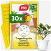 PIC Trappola Moscerini - 30x Trappola per Moscerini in Casa, acchiappa cimici efficace contro i moscerini piante, Carta Moschicida Gialla a Doppia Faccia contro Sciaridi - Funziona fino a 6 mesi