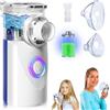 BIAOQINBO Aerosol Portatile Silenzioso USB-C Ricaricabile Macchina Aerosol per Adulti e Bambini Nebulizzatore Portatile con 2 Maschere e Boccaglio Apparecchio Aerosol per Viaggi e Uso Domestico