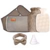 Anlising 3 in 1 Borsa Dell'acqua Calda, 1L Borsa Dell'acqua Calda in Gomma, con Cintura in Peluche+Morbida Copertura in Peluche+Fascia Capelli+Imbuto, per Alleviare il Dolore Addominale (Marrone)