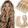 UK-Fashion-Shop Extension Capelli Veri Clip Fascia Unica Meches One Piece Hair Extensions Remy Human Hair Naturali Umani Lisci (14 35cm 45g 12/613 Marrone Chiaro/Biondo)