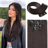 XFSRG Extension Capelli Clip Lunga Clip in Hair Extension Straight Extension Clip Capelli Naturale Lisci Parrucchino Sintetico per Donna (Castano Chiaro)