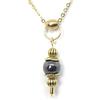 Generic Collana da donna in acciaio inox placcato oro con pendente in pietra naturale stile vintage (Nero)