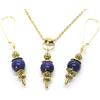 Handmade Parure da donna con collana e orecchini in acciaio inox placcato oro e pietre naturali