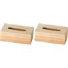 Artemio Scatola Porta fazzoletti con Fondo, Legno, Beige, 25 x 13 x 9 cm (Confezione da 2)