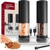 Vexloria Macina Sale e Pepe Elettrico Ricaricabile USB con Base, Luce Led, Macina Pepe con Granulometria Regolabile, Macina Spezie Automatica per Cucina, Ristorante e Barbecue Macinapepe A