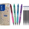 PILOT - Set di 4 G2 Bubble + 4 Ricariche - Penne roller in gel ricaricabili e retrattili - Comfort di scrittura eccellente - Viola, Verde, Turchese, Bordeaux - Inchiostro blu - Punta media