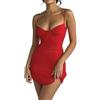 BKEPDY Mini Abito Sexy Vestiti Donna Estivi Corti Vestito Donna Spaghetti Strap Abiti da Abito Elegante Donna Senza Maniche Vestiti Donna Eleganti a Party Cocktail Clubwear(Rosso L)