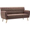 vidaXL Divano a 3 Posti Imbottito in Stoffa 172x70x82 cm Marrone Sofà Canapé